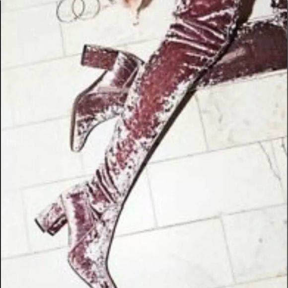 effrey Campbell Boot Velvet Thigh High Heel 8